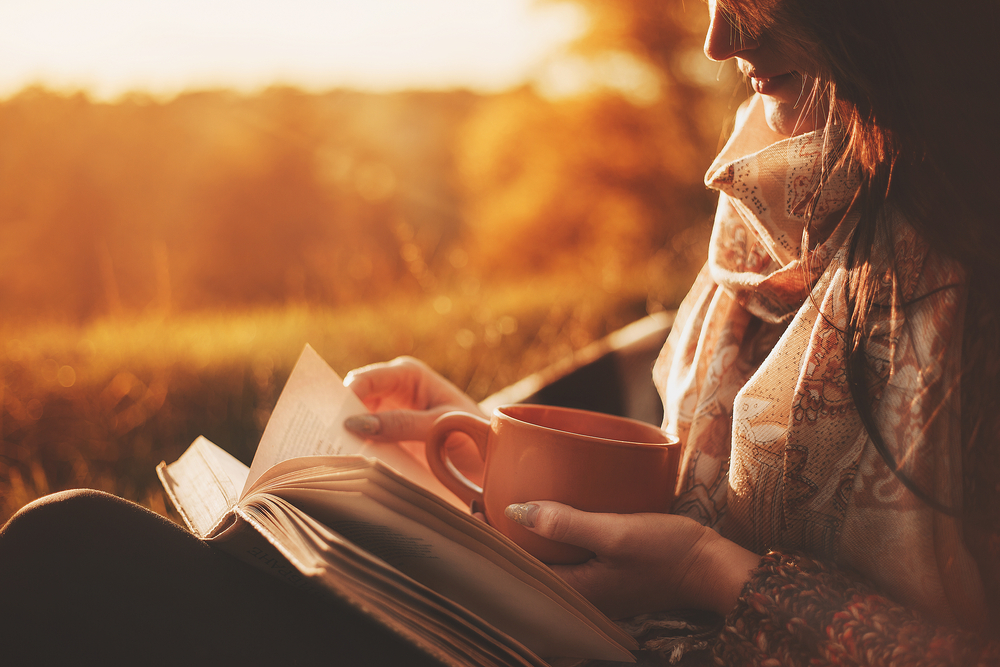 woman reading book