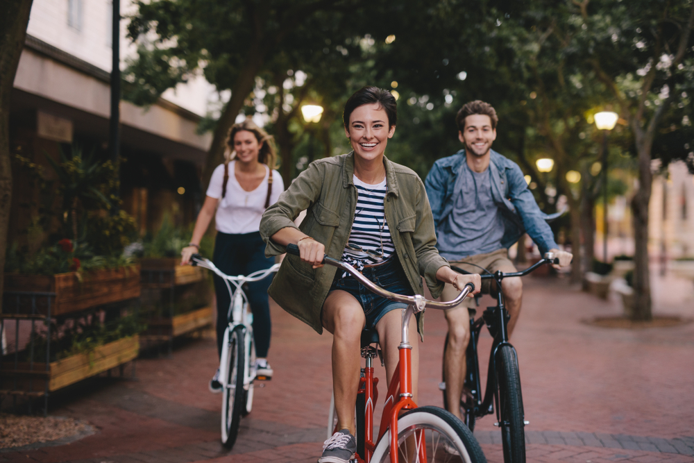 Friends biking