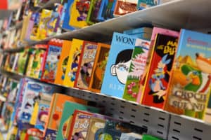 rows of children's books