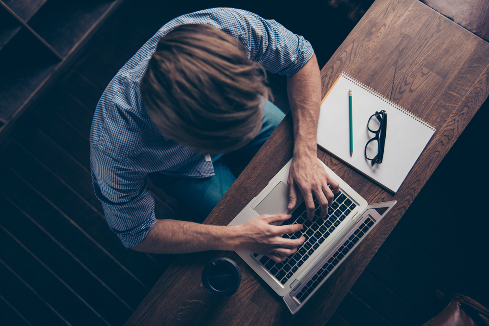man writer typing man writer typing